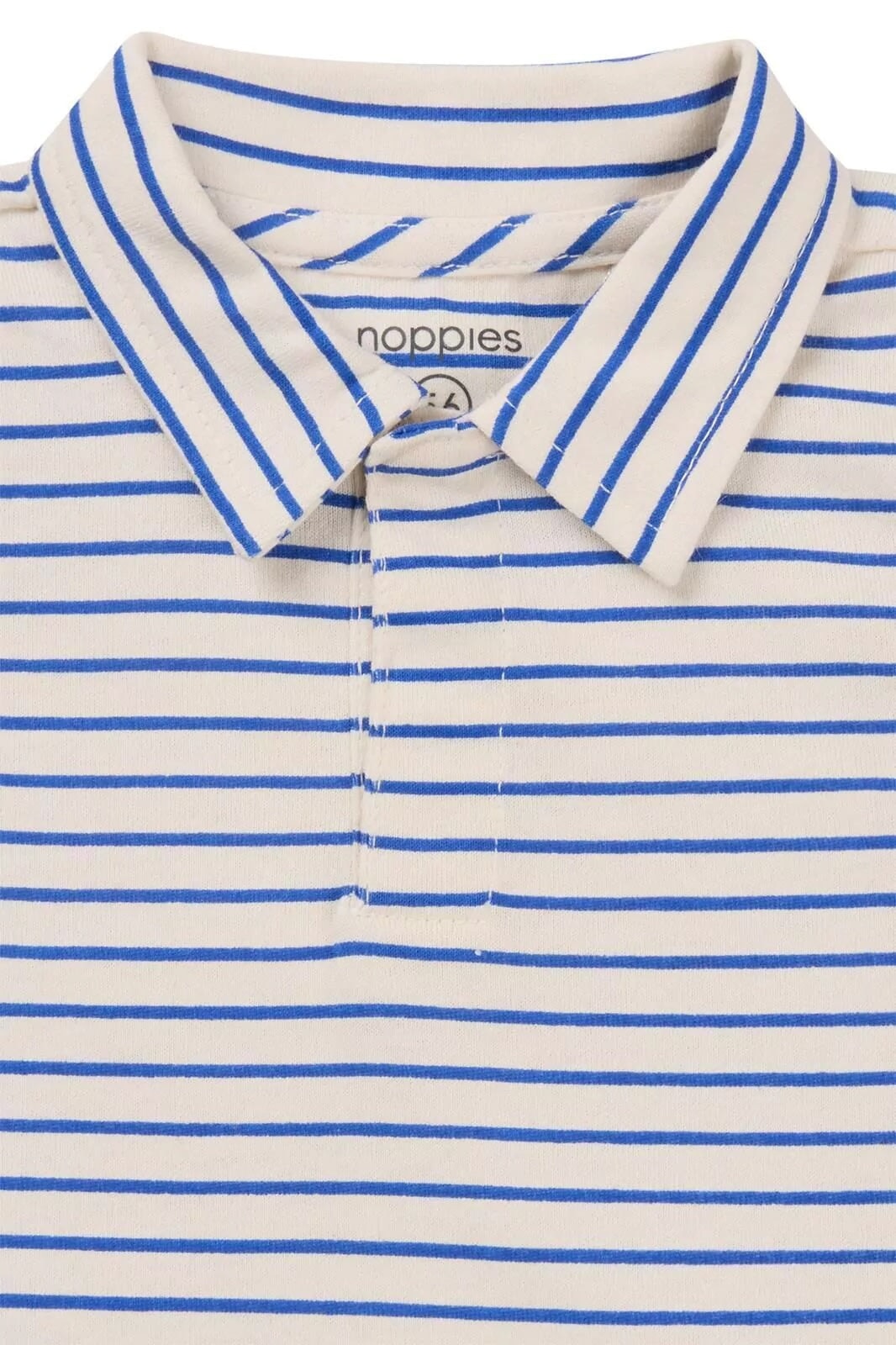 Chandail à manches courtes polo Okaya blanc rayé bleu royal Noppies Mlle et Coco
