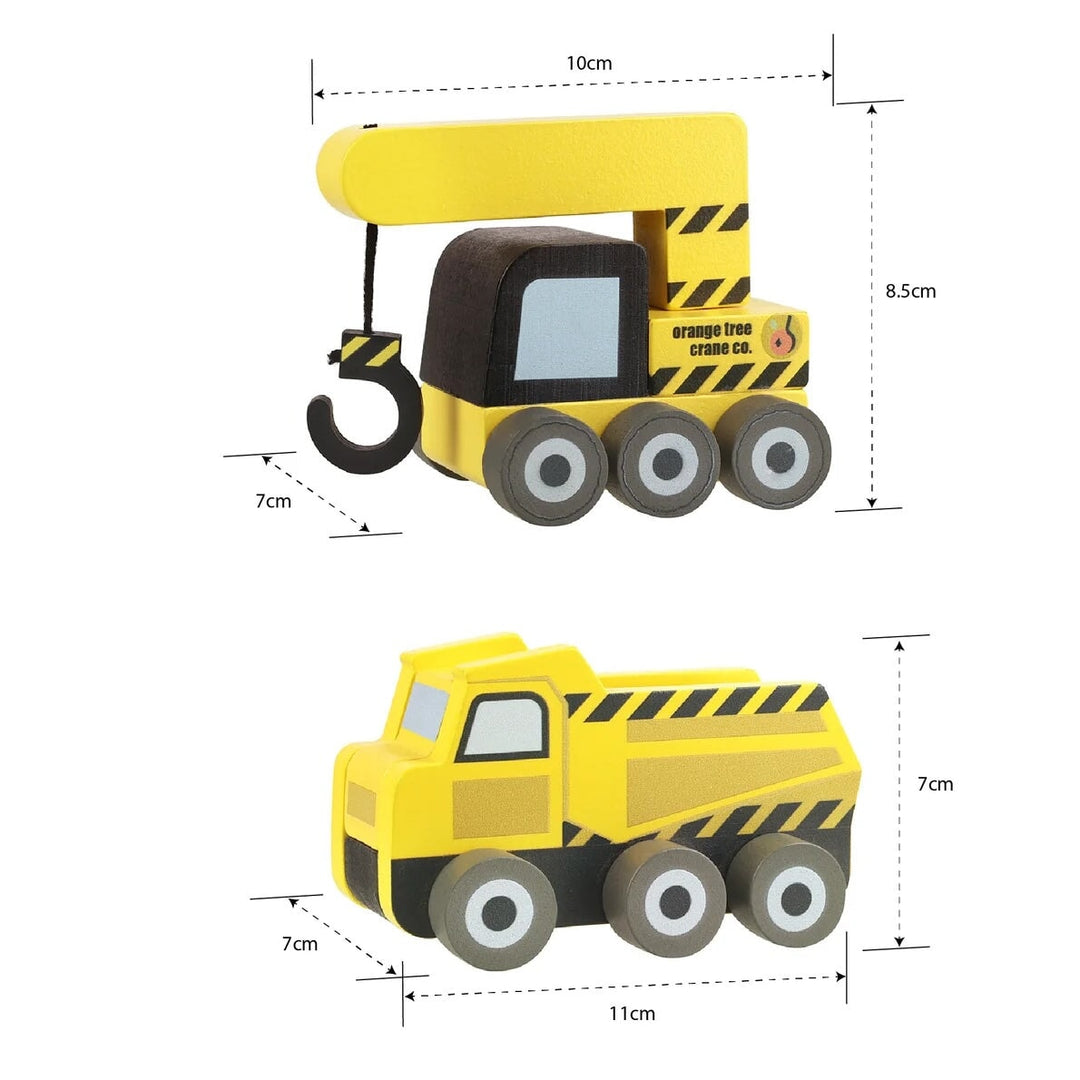 Ensemble de 2 jouets véhicules camions de chantier Orange Tree Toys Mlle et Coco