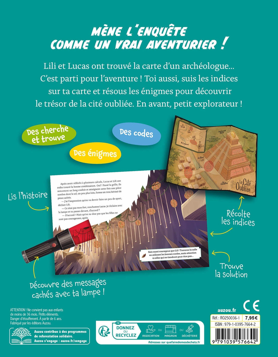 Livre roman énigme La chasse au trésor : la cité oubliée Auzou Mlle et Coco