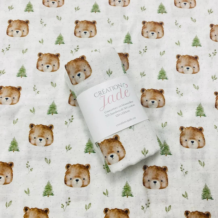 création jade mousseline couverture ours Mlle et Coco