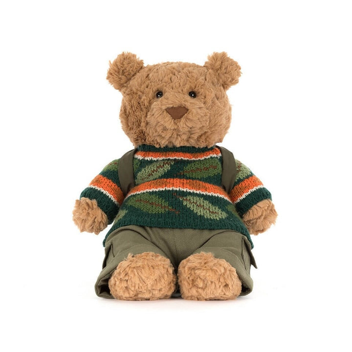 Peluche Barthélemy en tenue de rendonée Jellycat Mlle et Coco