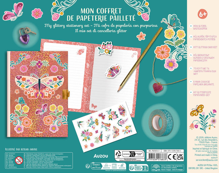 Mon coffret de papeterie pailleté Auzou Éditions Mlle et Coco