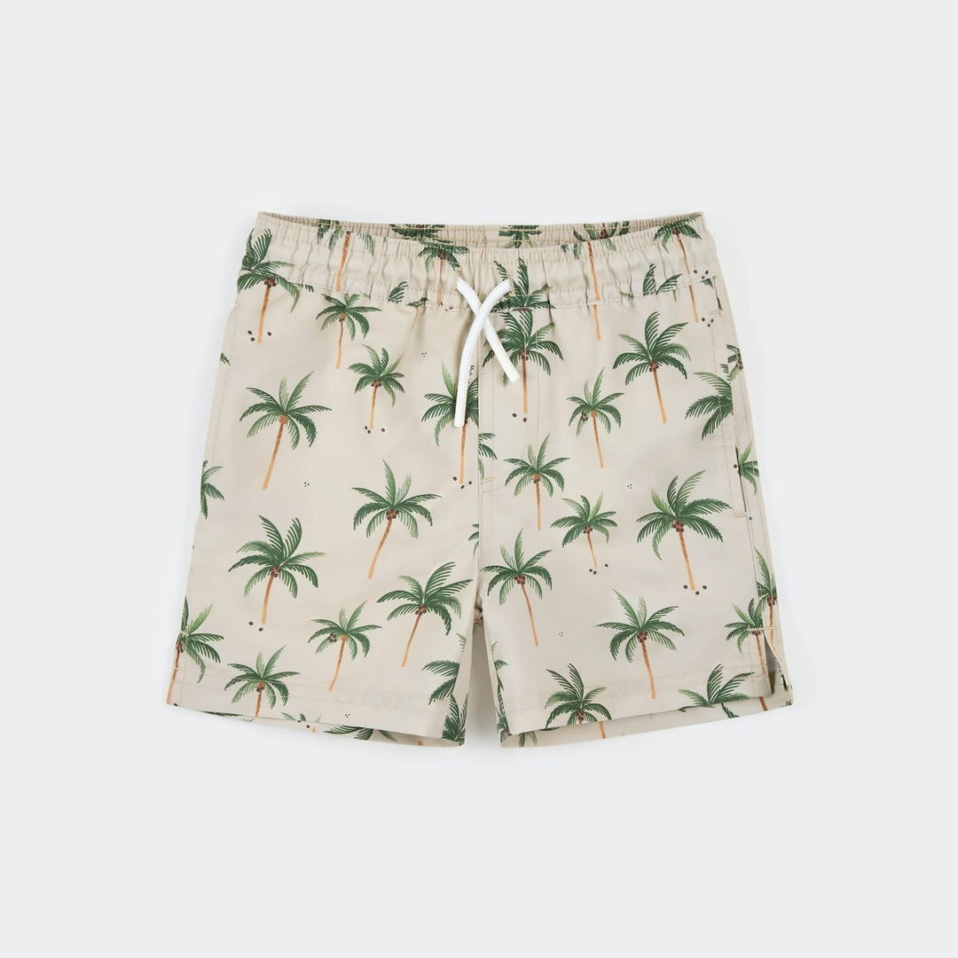 Short maillot de bain sauge imprimé palmiers Petit Lem Mlle et Coco