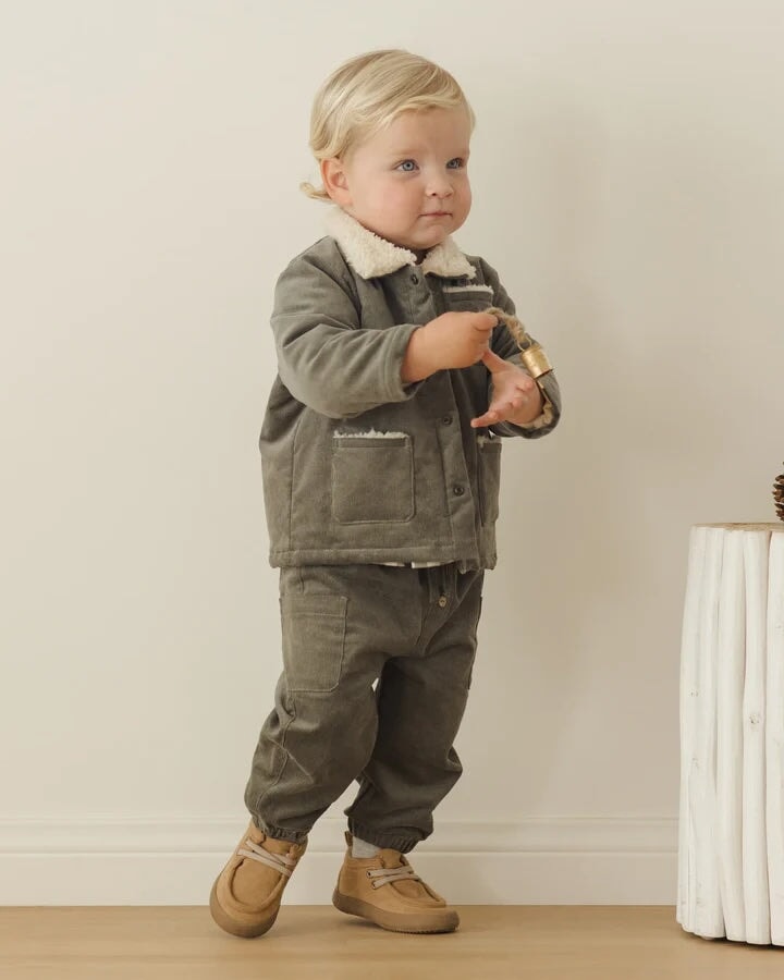 Pantalon cargo velours côtelé vert forêt Quincy Mae Mlle et Coco