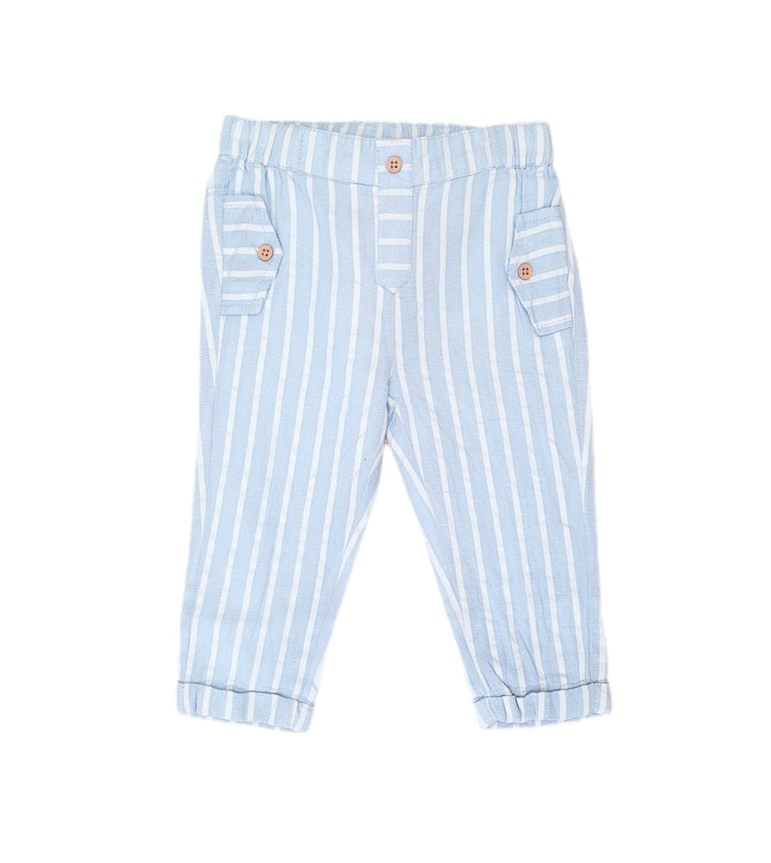 pantalon en-fant rayé bleu et blanc Mlle et Coco