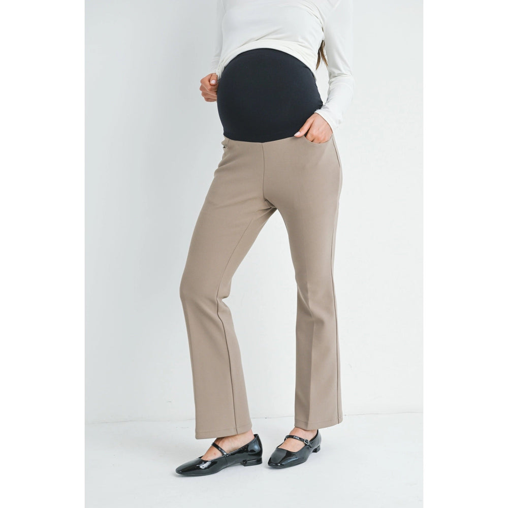 Pantalon taupe de la compagnie Hello Mizz, couvrant le ventre