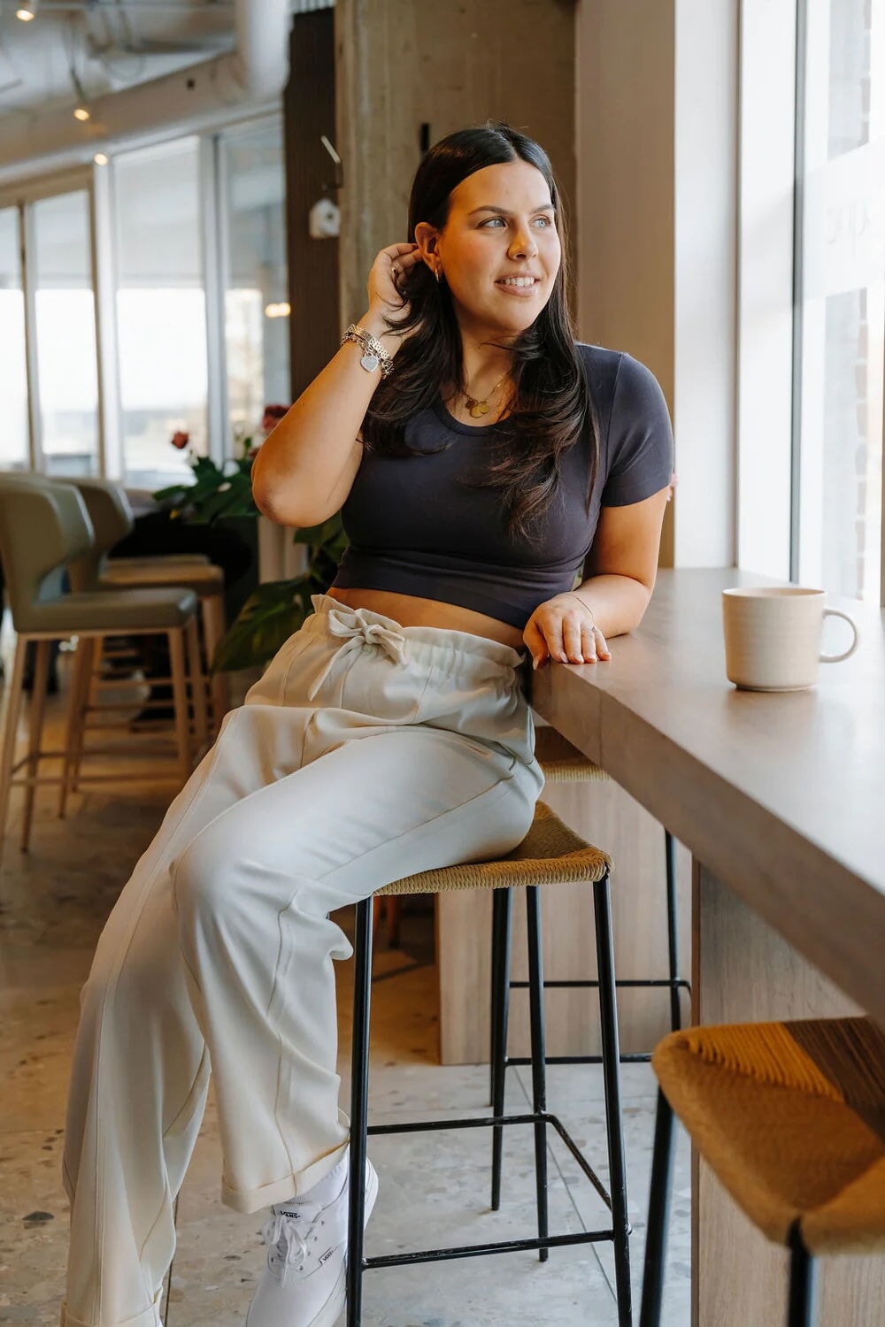 pantalon rose maternité ivoire chiné Mlle et coco vêtement