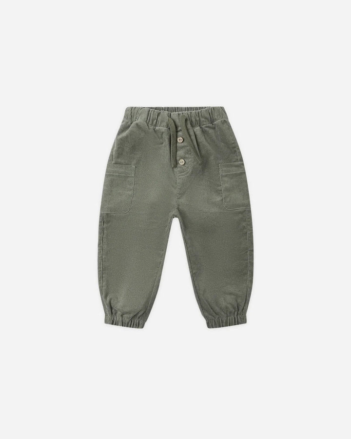 Pantalon cargo velours côtelé vert forêt Quincy Mae Mlle et Coco