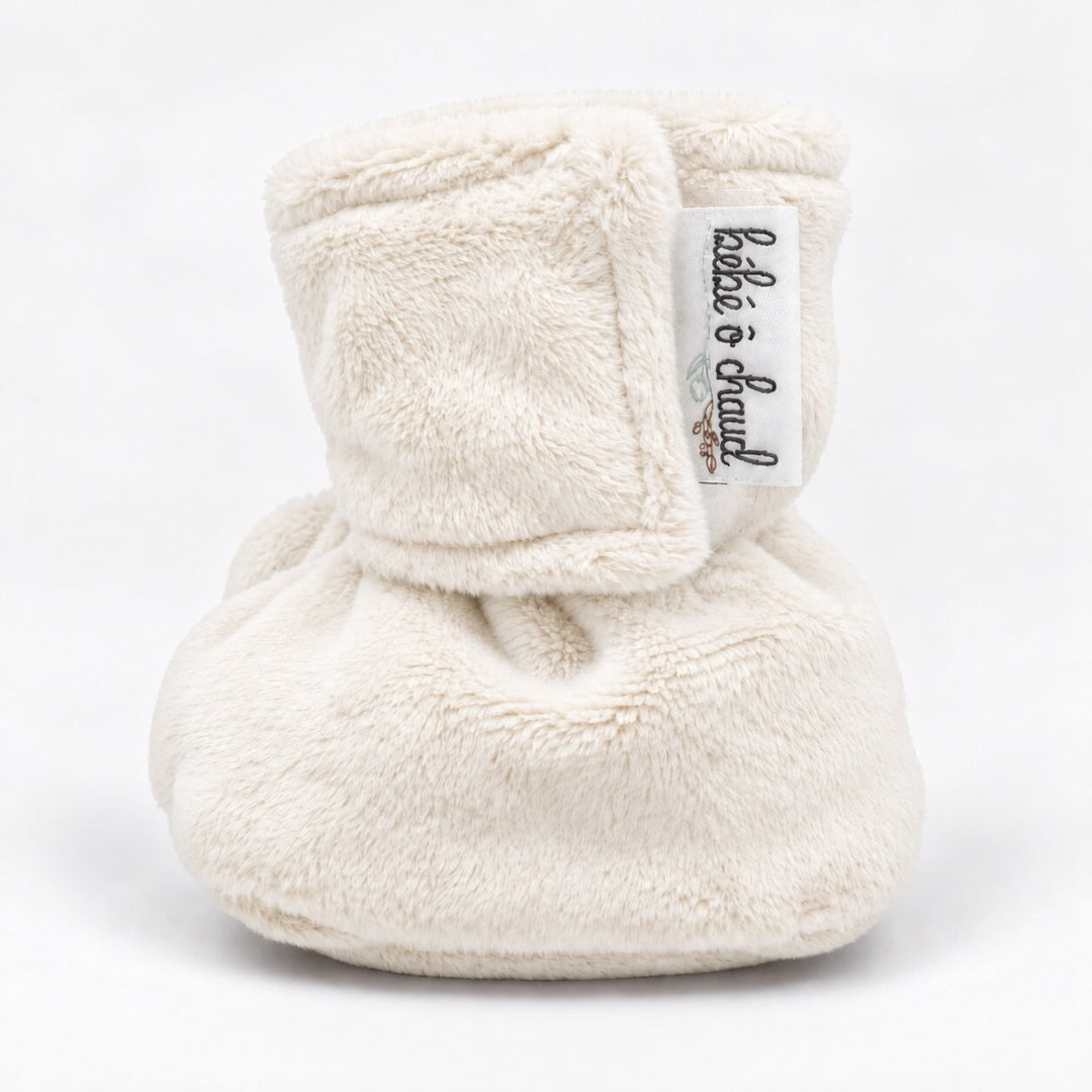 Pantoufles blanc crème unie Bébé ô Chaud Mlle et Coco