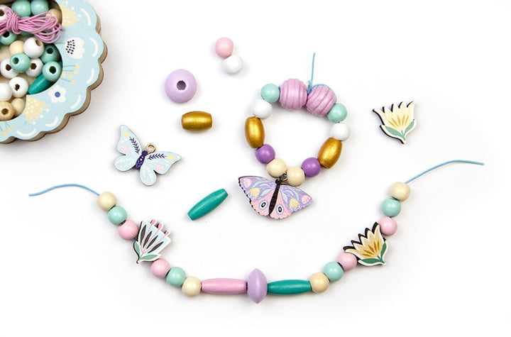 coffret perles bois papillon Sycomore Mlle et Coco