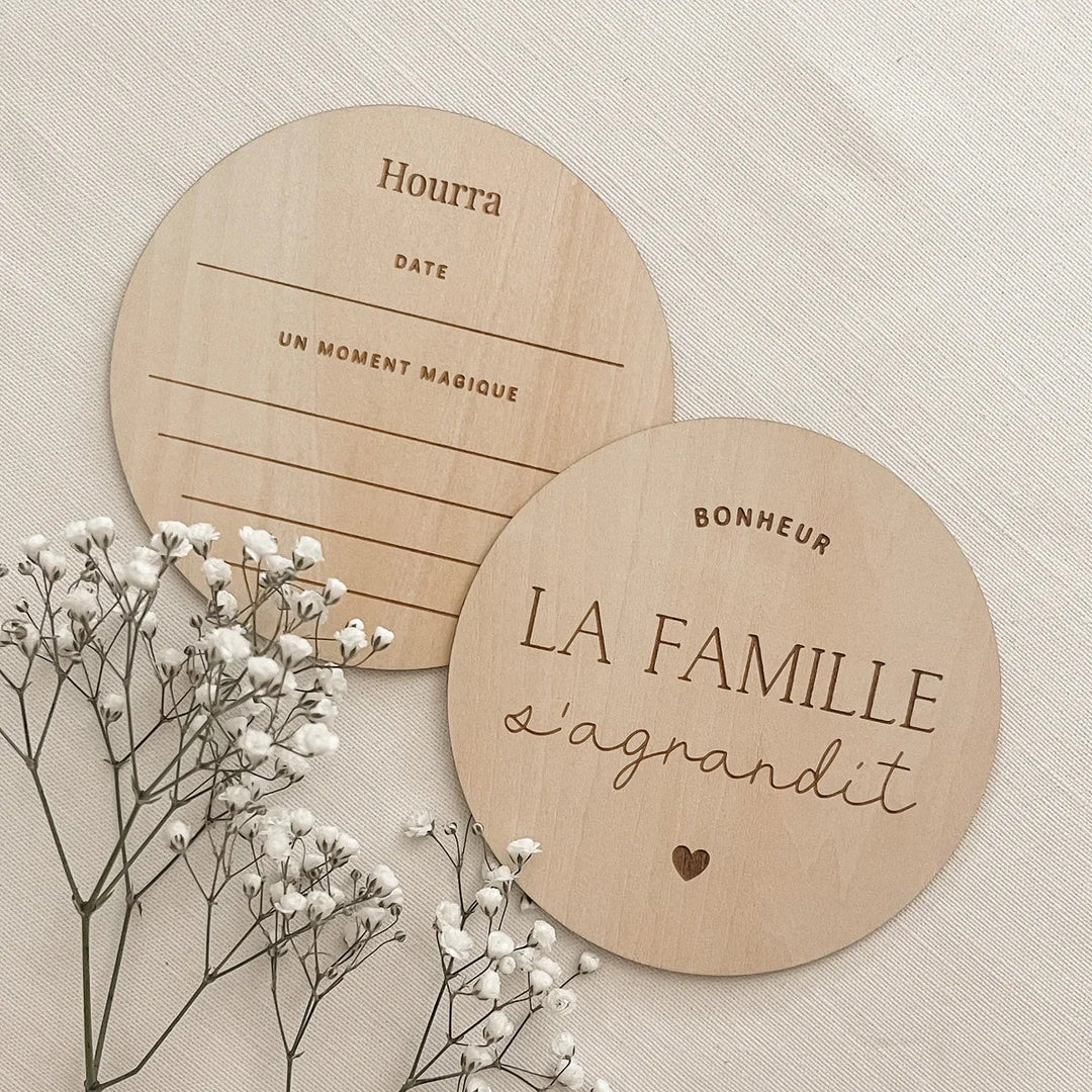 pastille bois La famille s'agrandit le petit tableau noir 