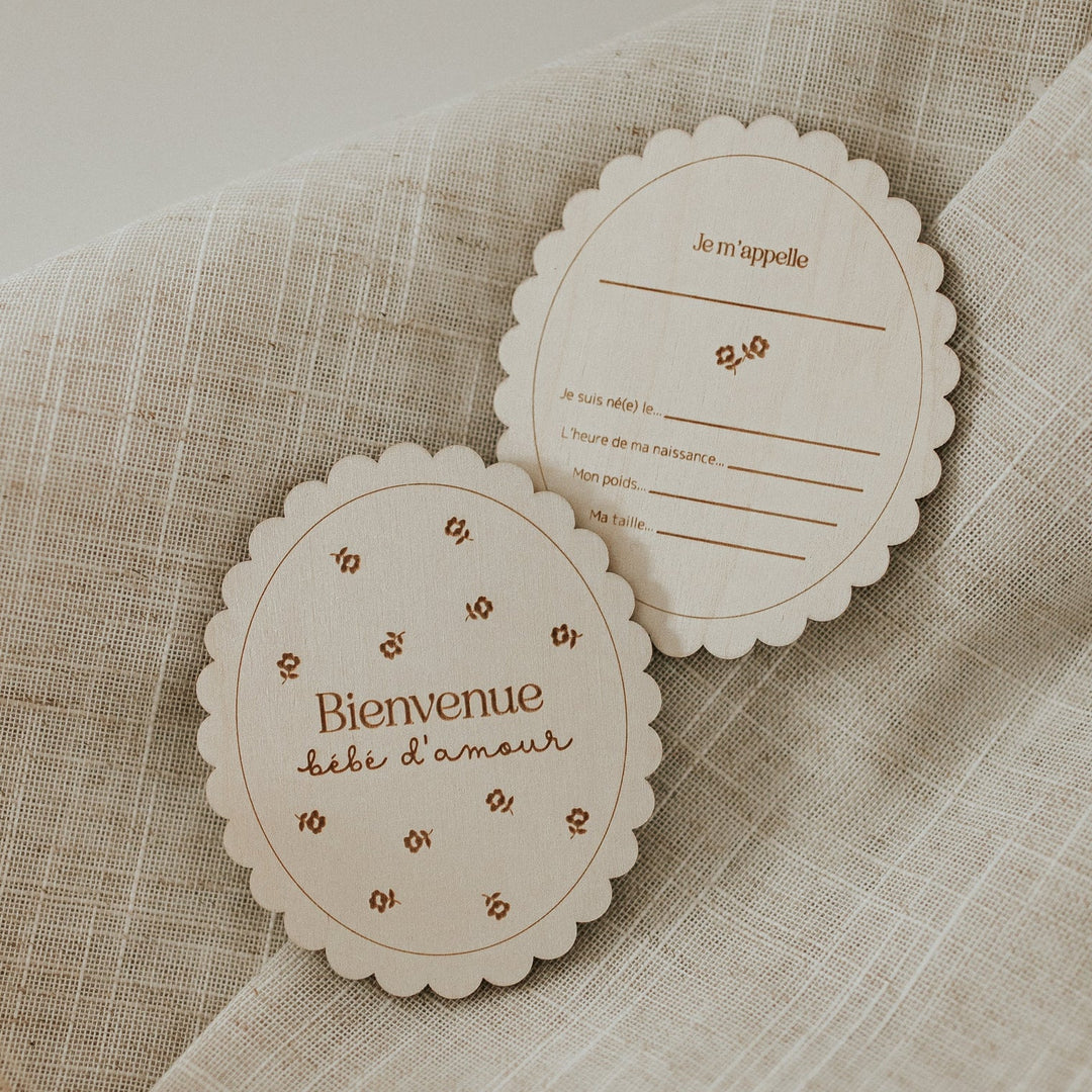 Pastille de bois Bienvenue bébé d&
