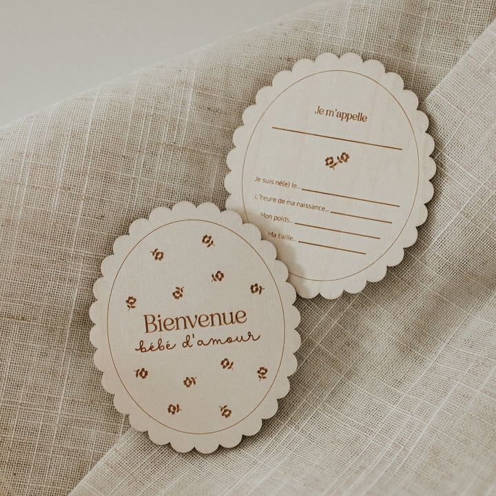Pastille de bois Bienvenue bébé d&
