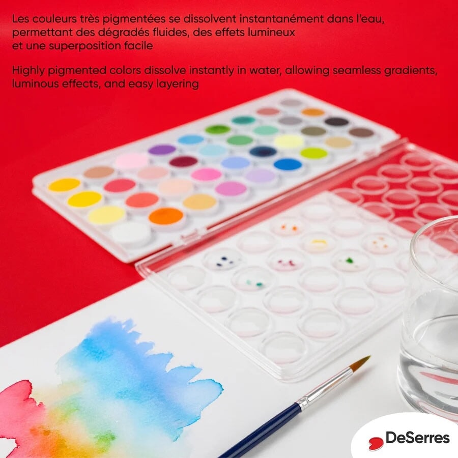 Ensemble peinture aquarelle 36 couleurs DeSerres Mlle et Coco