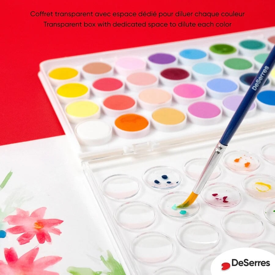 Ensemble peinture aquarelle 36 couleurs DeSerres Mlle et Coco