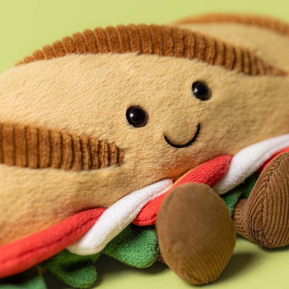 Peluche baguette caprese nourriture Jellycat Mlle et Coco