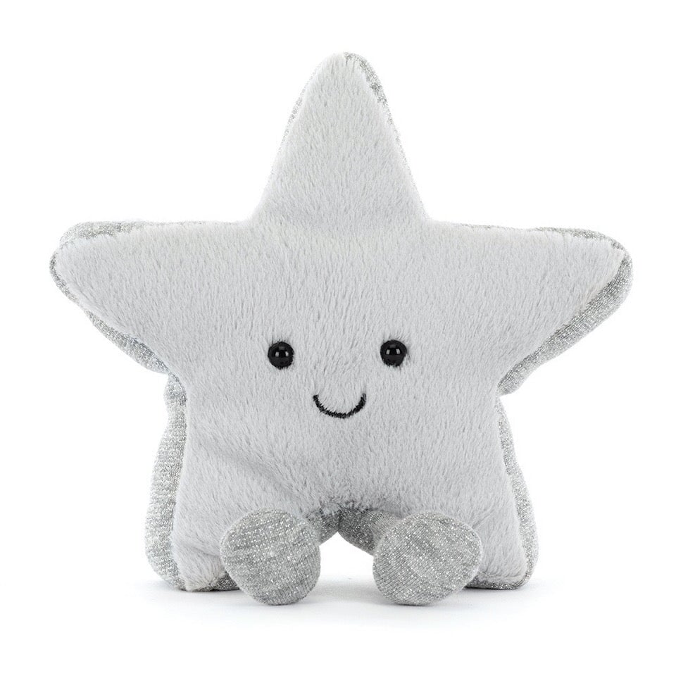 Petite Peluche de noel étoile argentée Jellycat Mlle et Coco