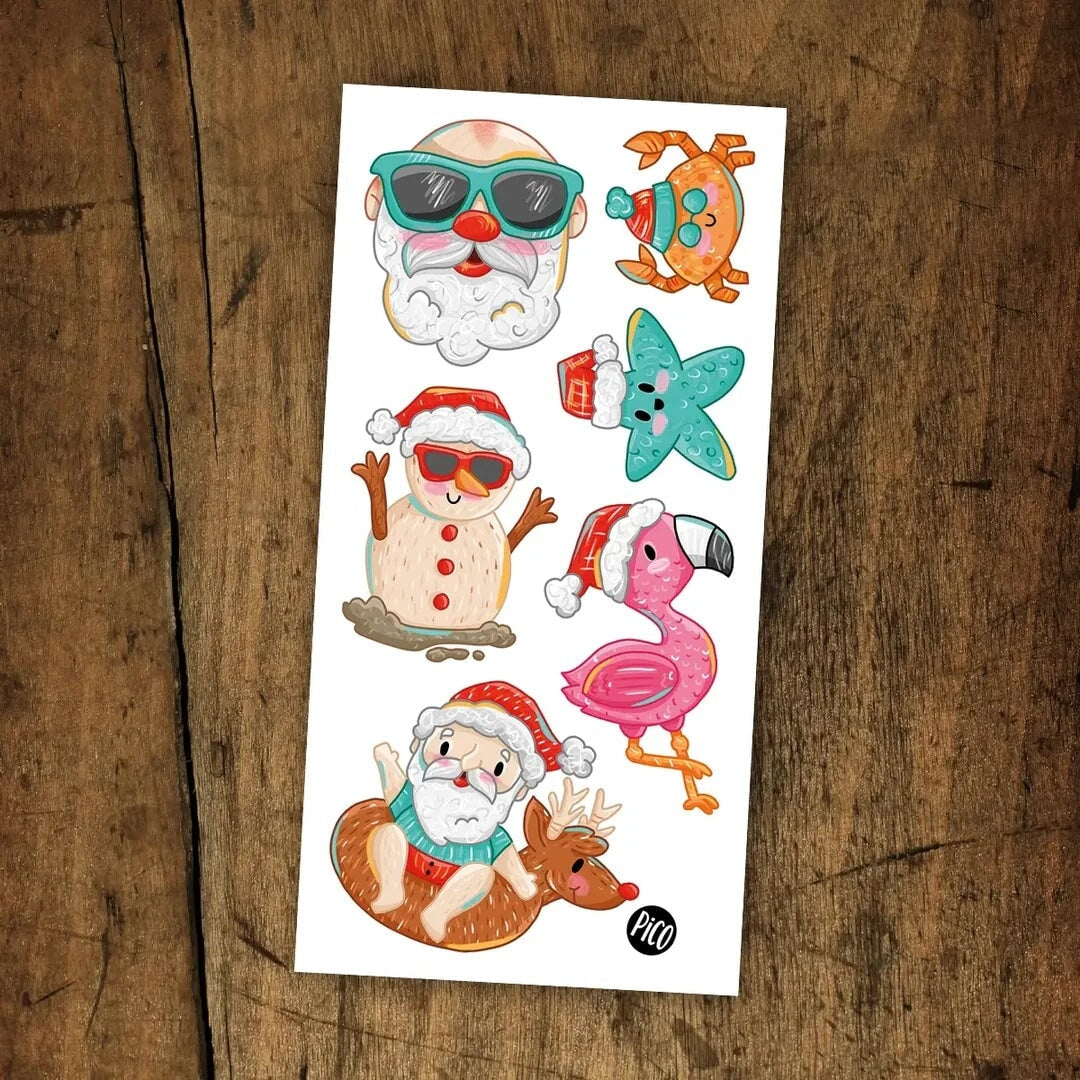 pico tatouage père-Noël à la plage Mlle et Coco