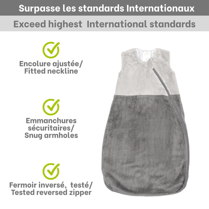 Sac de nuit gris double ton peluche 1.5 tog Perlim Pinpin Mlle et Coco