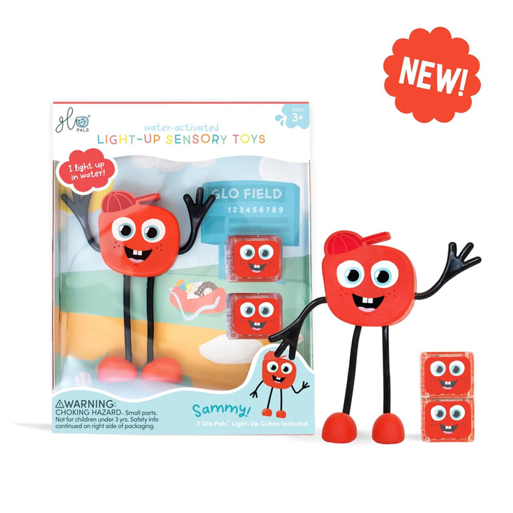 personnage glo pals sammy rouge accessoire jouet lumineux bain enfant