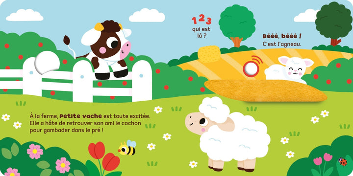 Livre sonore 1, 2, 3, qui est là ? Petite vache  Auzou éditions