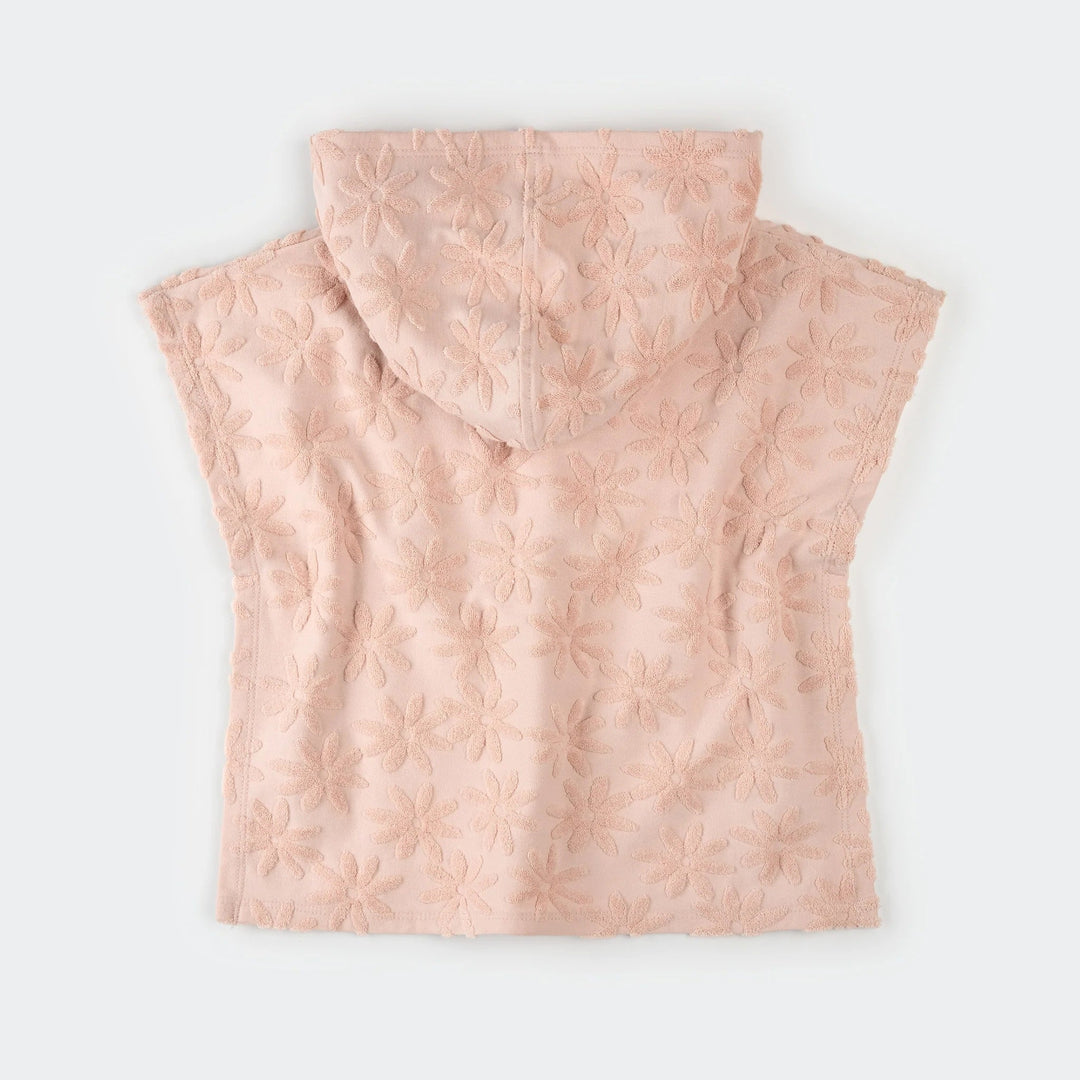 Poncho de plage rose pâle imprimé marguerites Petit Lem Mlle et Coco