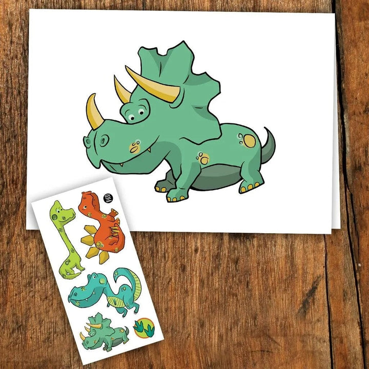 Carte de souhait anniversaire Dinosaure Pico Tatouage Mlle et Coco