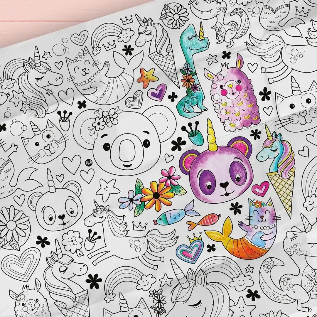 Nappe Géante coloriage licornes Pico Mlle et Coco