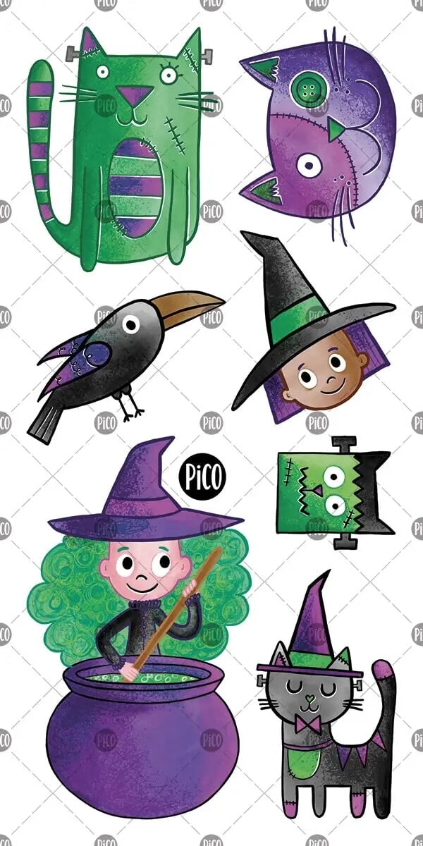 tatouage halloween frankenchat sorcière pico Mlle et Coco