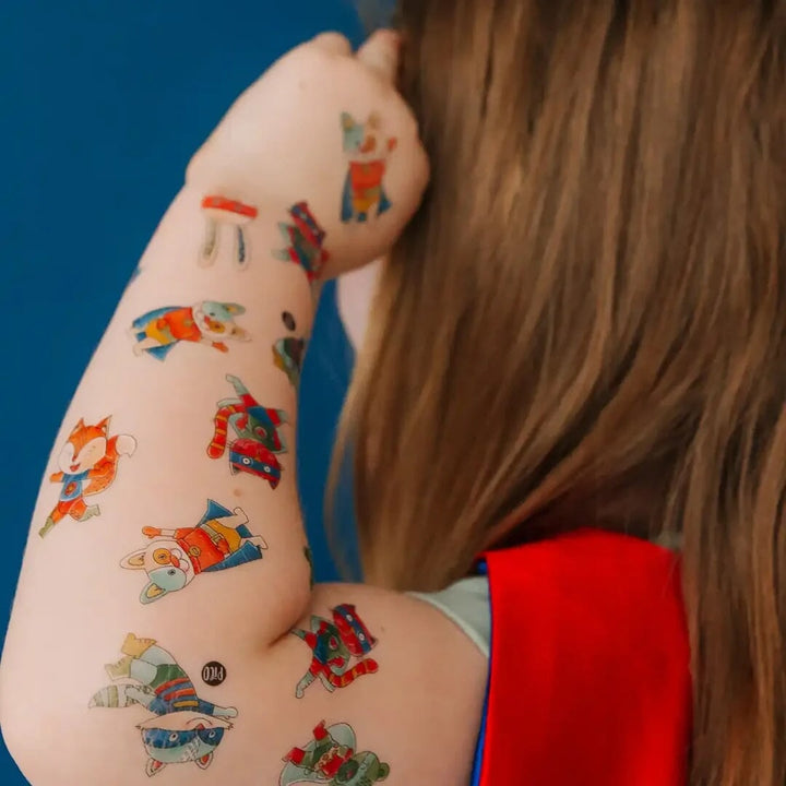 Tattoo Pico Super-héros animaux compagnie québécoise Mlle et Coco