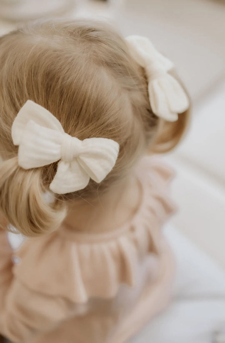 Barrette boucle en mousseline fille produit québécois Mlle et Coco