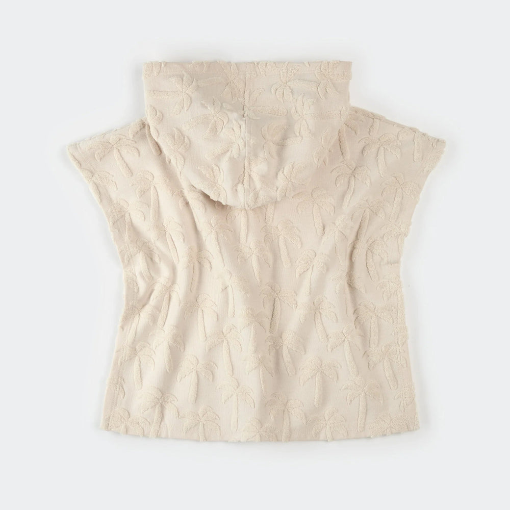 Poncho de plage beige imprimé palmiers Petit Lem Mlle et Coco