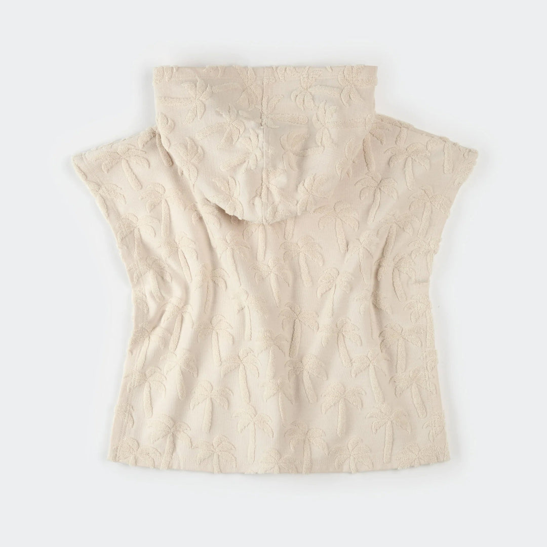 Poncho de plage beige imprimé palmiers Petit Lem Mlle et Coco