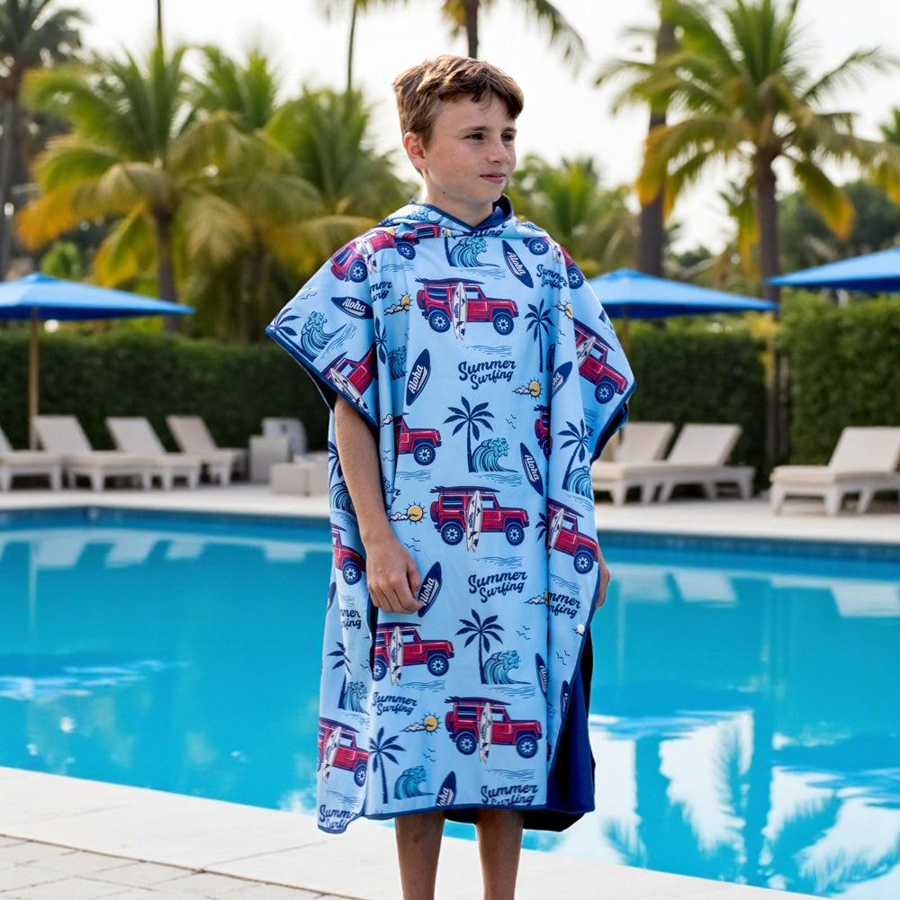 poncho microfibre planche palmiers k5 clothing Mlle et Coco