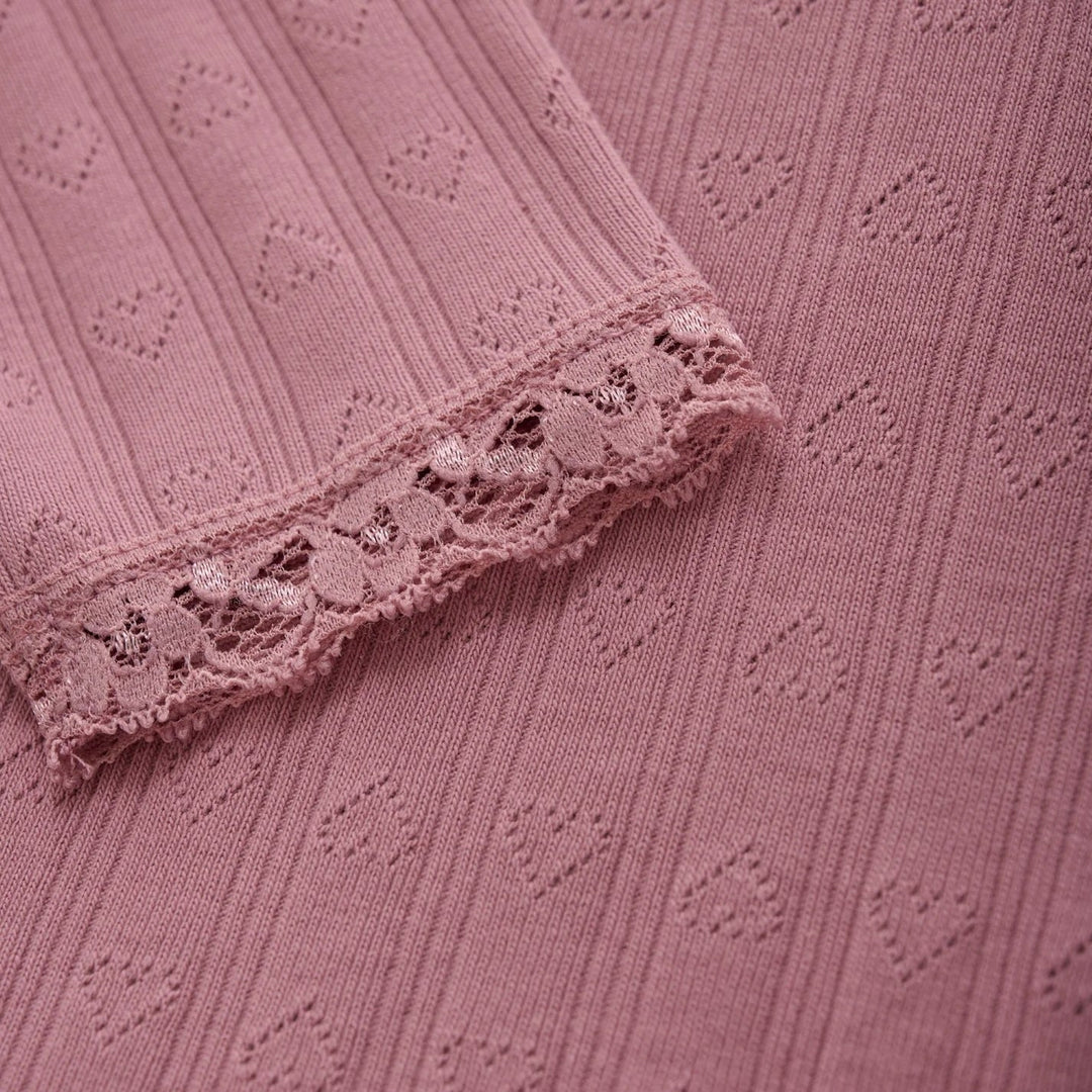 Chandail manches longues pointelle rose framboise En Fant Mlle et Coco