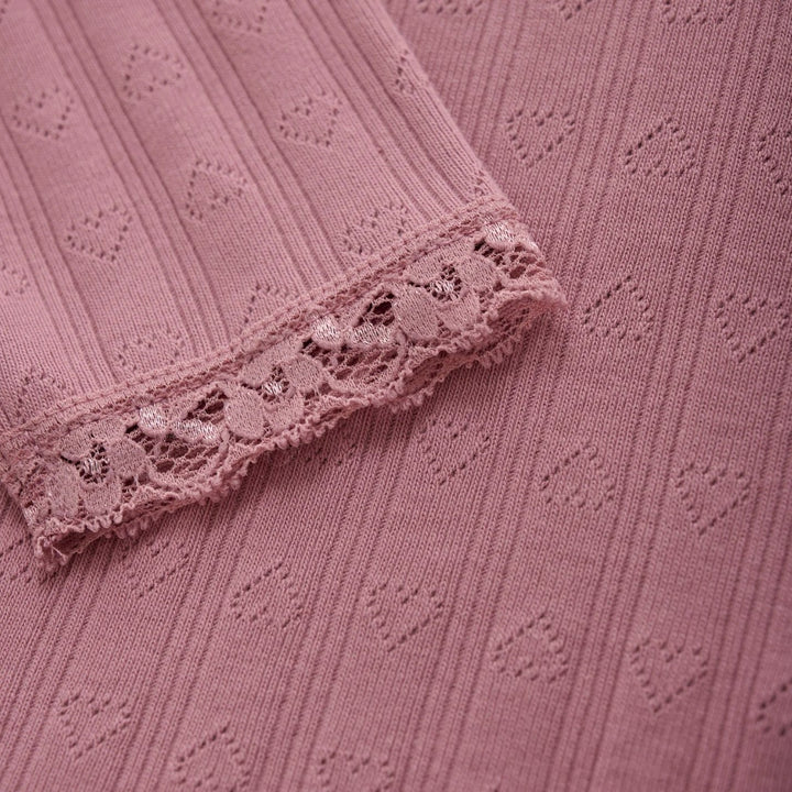 Chandail manches longues pointelle rose framboise En Fant Mlle et Coco