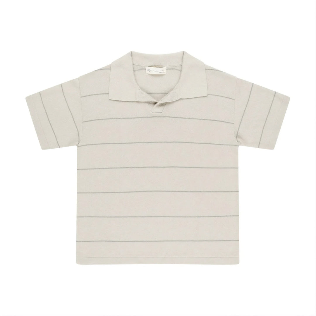 chandail polo manches courtes beige rayé gris Rylee Cru