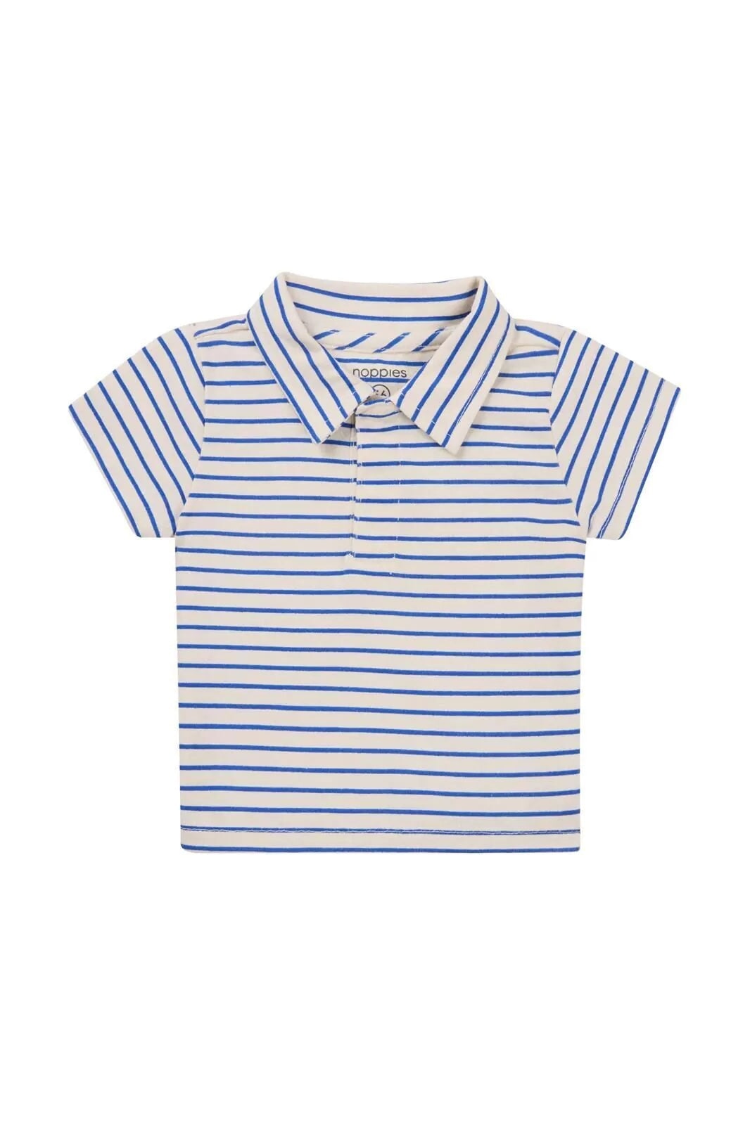 Chandail à manches courtes polo Okaya blanc rayé bleu royal Noppies Mlle et Coco