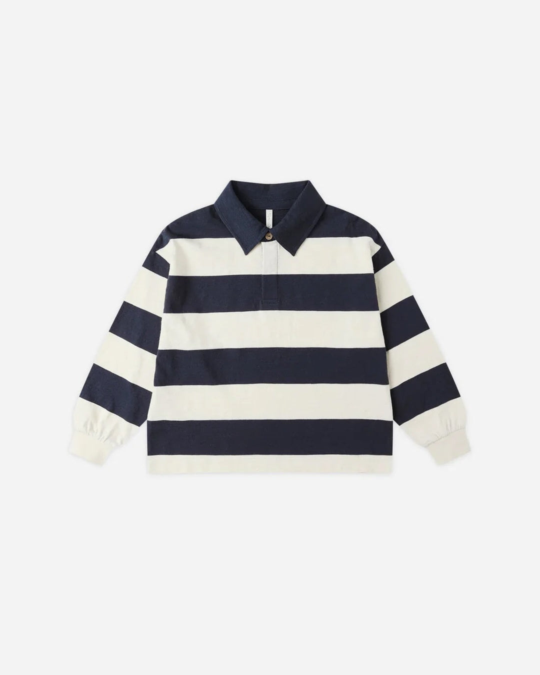 Chandail polo manches longues Beige rayé marine Rylee + Cru Mlle et Coco