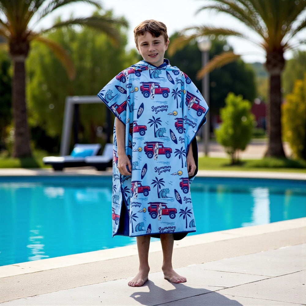 poncho microfibre planche palmiers k5 clothing Mlle et Coco