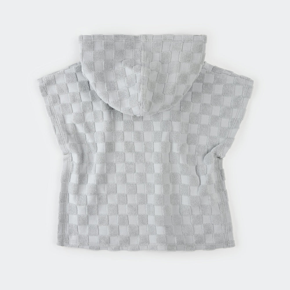Poncho de plage bleu délavé à carreaux Petit Lem Mlle et Coco 