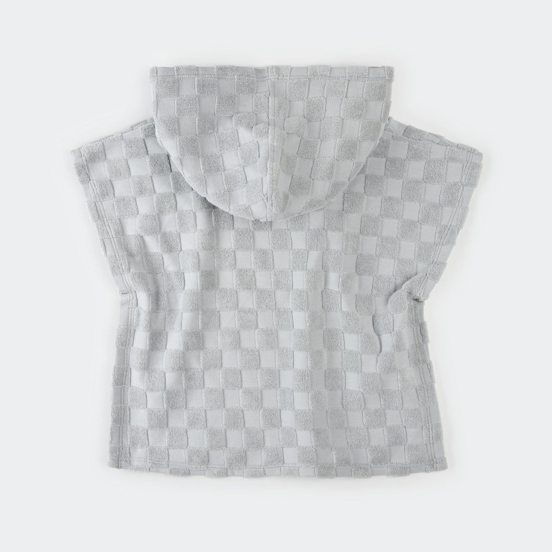 Poncho de plage bleu délavé à carreaux Petit Lem Mlle et Coco 