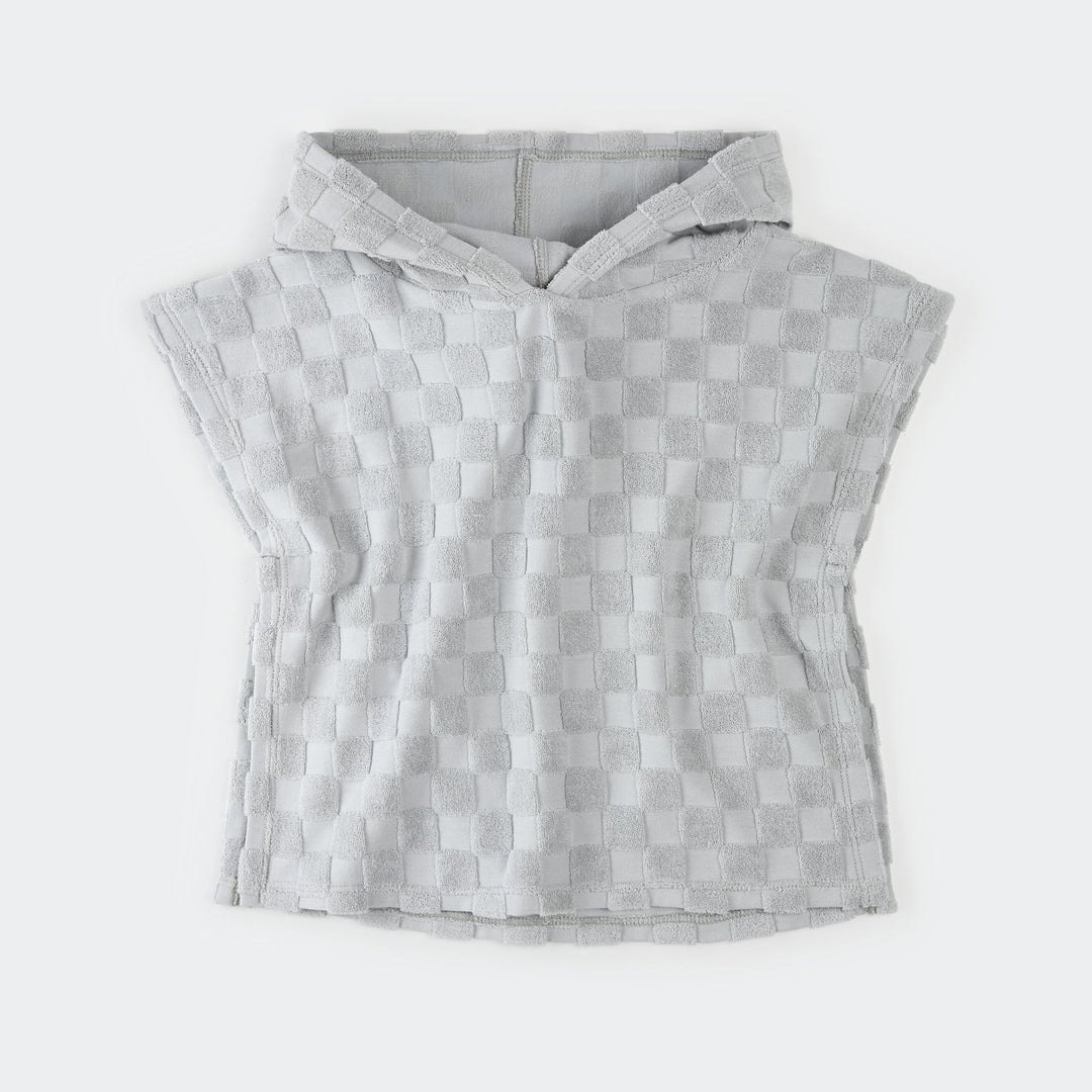 Poncho de plage bleu délavé à carreaux Petit Lem Mlle et Coco 