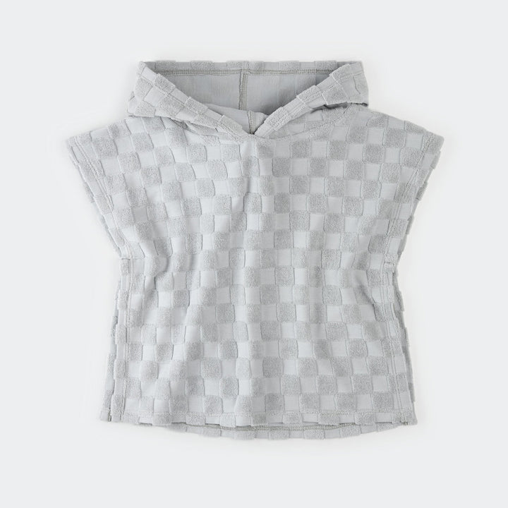 Poncho de plage bleu délavé à carreaux Petit Lem Mlle et Coco 
