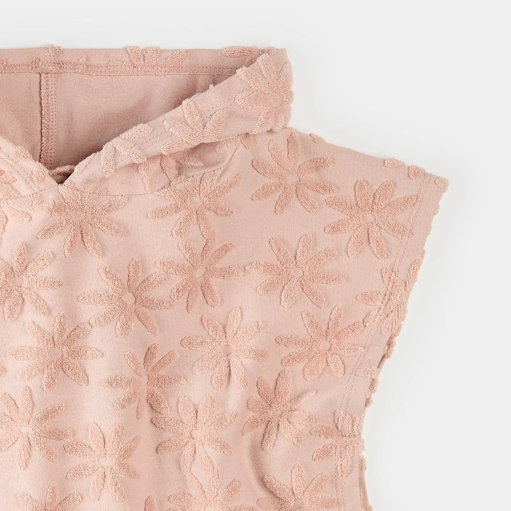 Poncho de plage rose pâle imprimé marguerites Petit Lem Mlle et Coco
