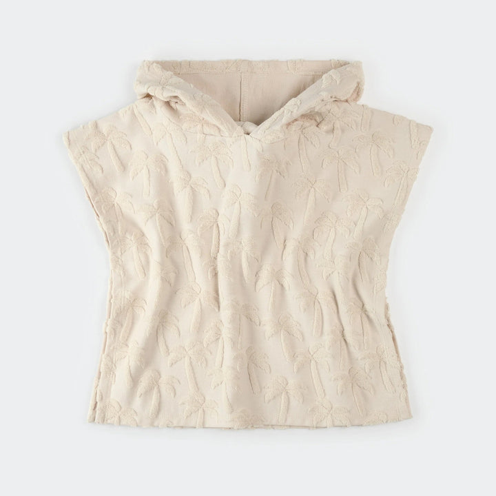 Poncho de plage beige imprimé palmiers Petit Lem Mlle et Coco