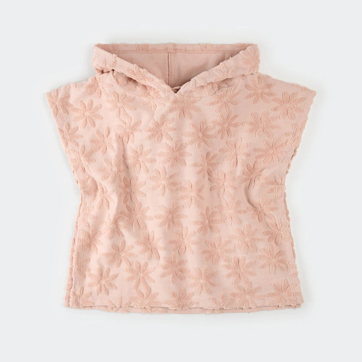 Poncho de plage rose pâle imprimé marguerites Petit Lem Mlle et Coco