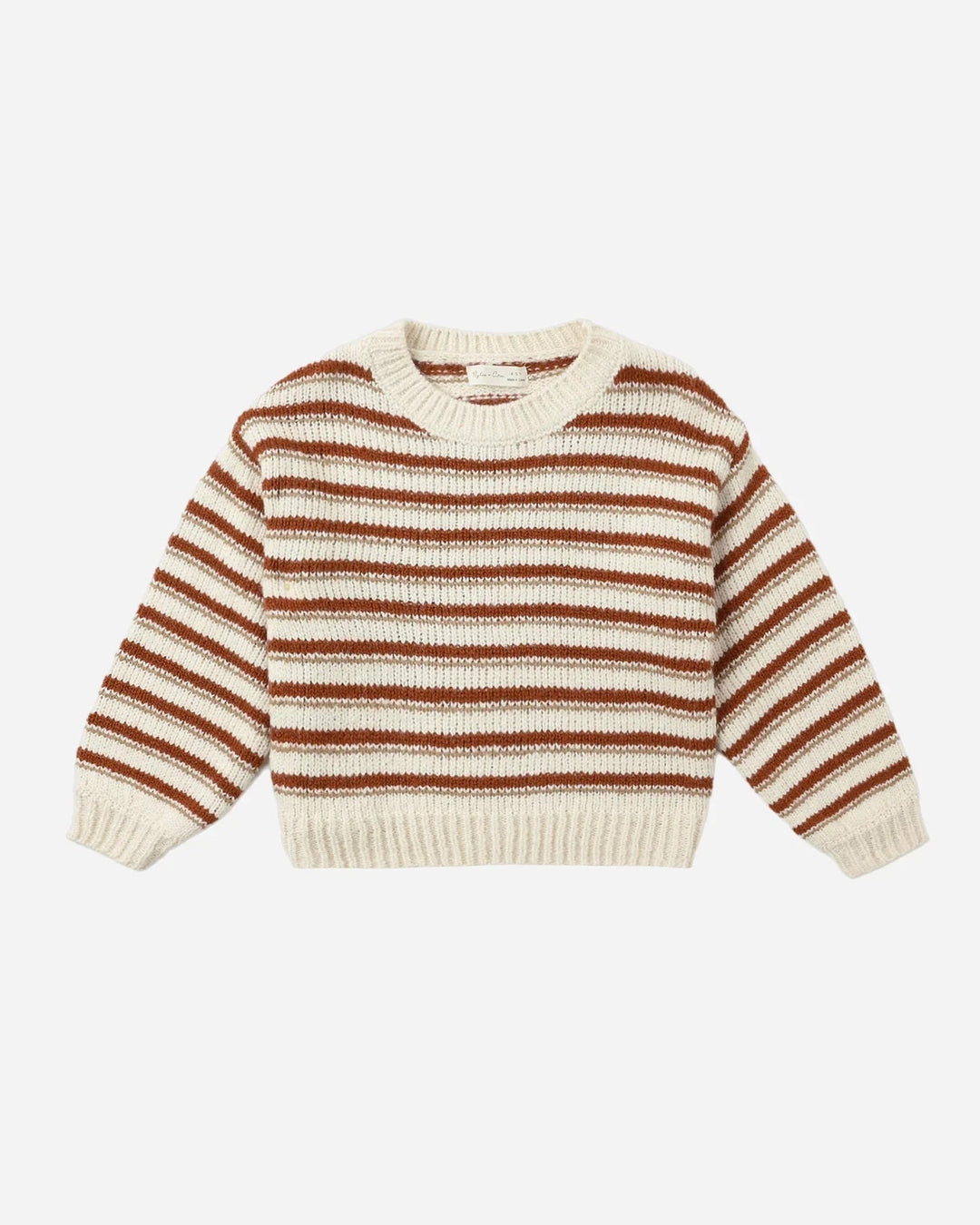 Pull tricot Aspen beige rayé cannelle et caramel Rylee + Cru Mlle et Coco