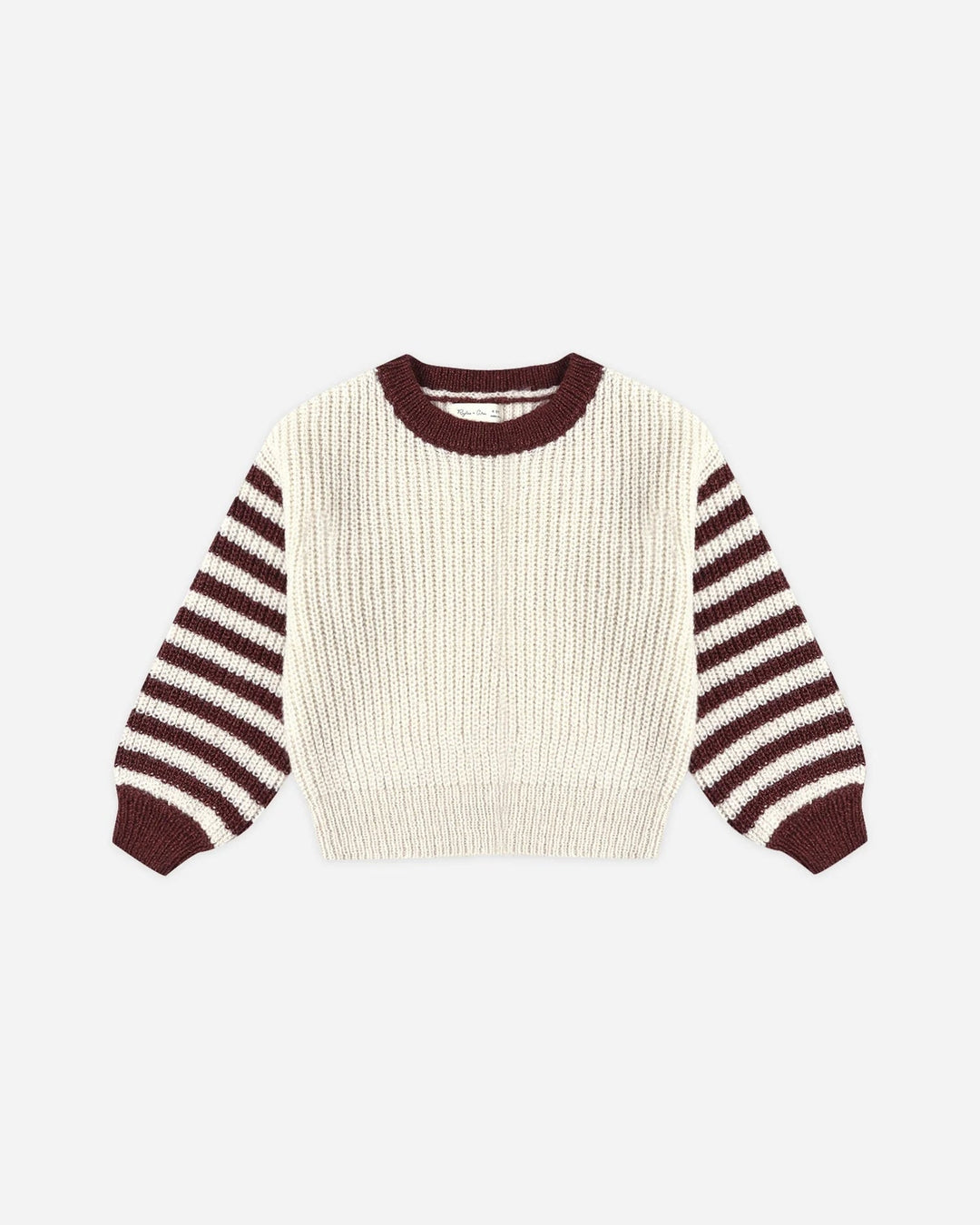 Pull tricot Aspen manche rayé maron Rylee + Cru Mlle et coco