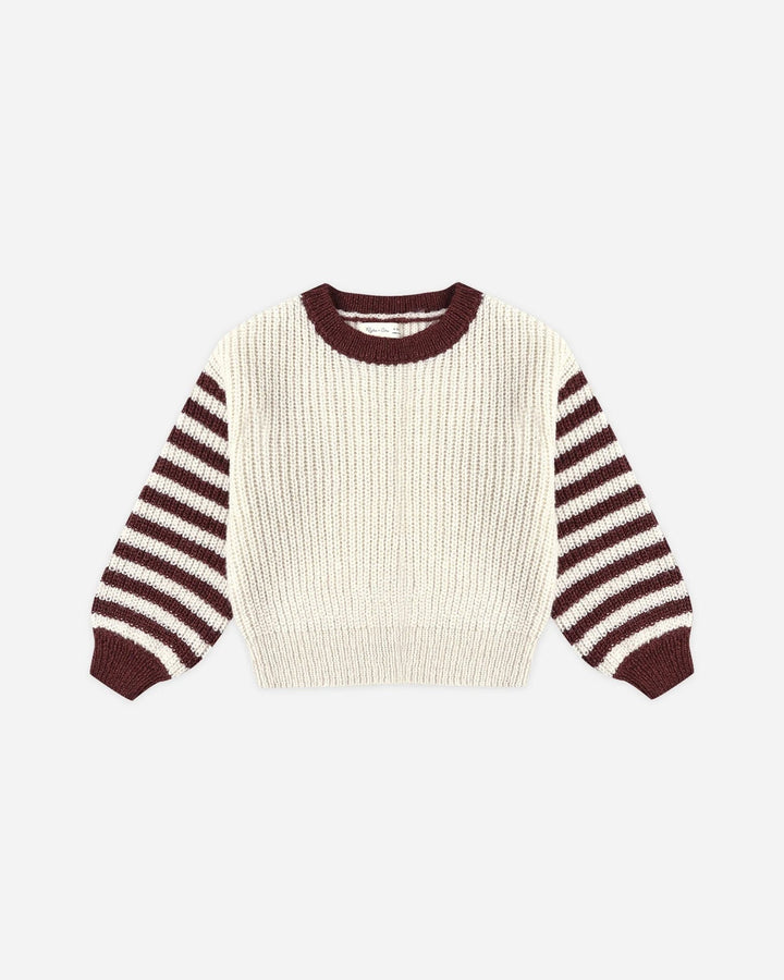 Pull tricot Aspen manche rayé maron Rylee + Cru Mlle et coco